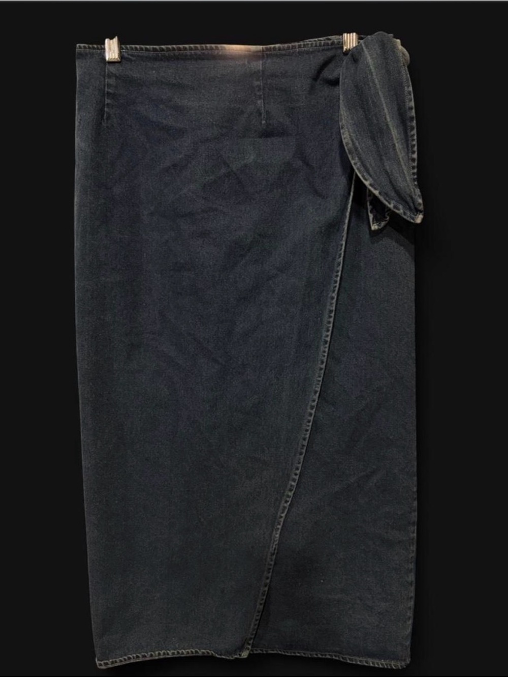 Copper Key Dark Blue Midi Wrap Denim Skirt